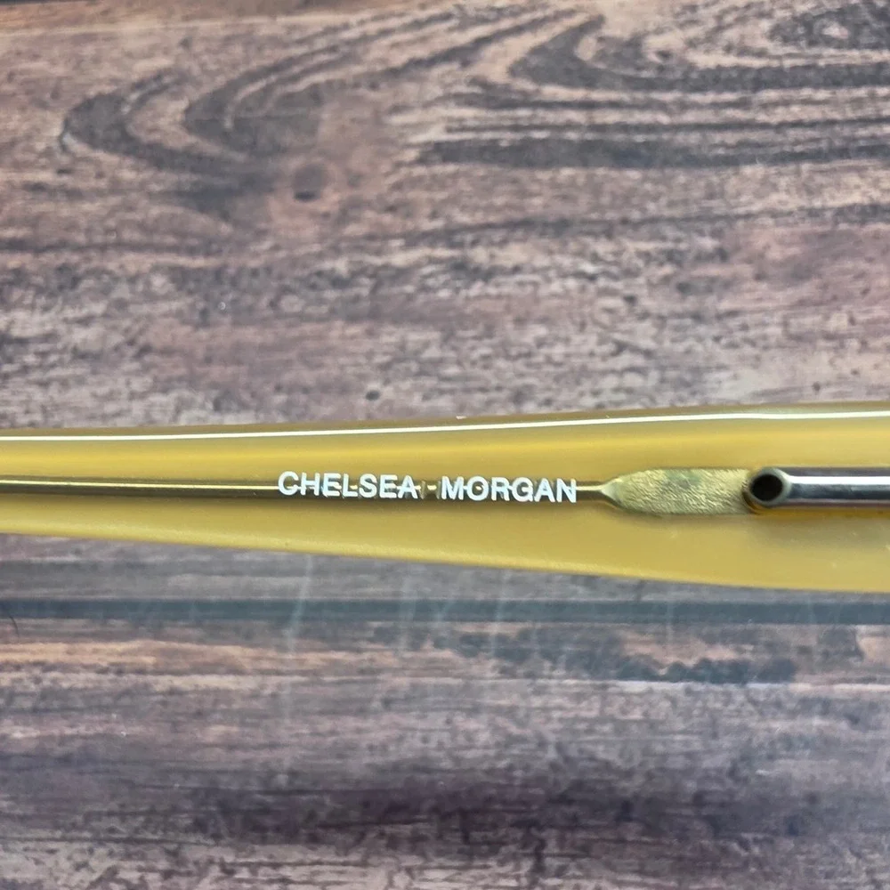 Chelsea Morgan CM837 BR Brown Yellow Rectangular Eyeglass Frames 51-16-135